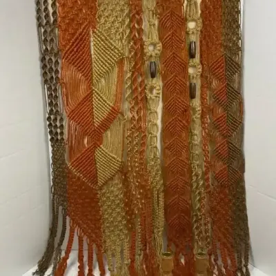 Macrame Wall Hanging with Wooden Candlesticks & Clock