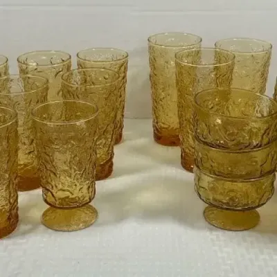 Amber Textured Glassware Collection