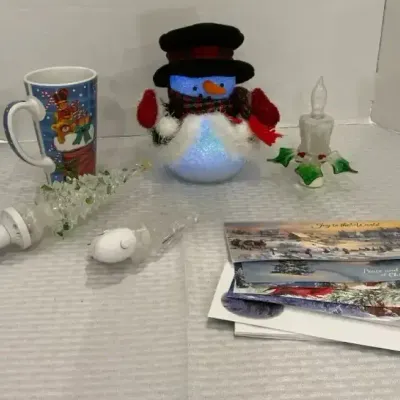Christmas Night Lights, Snowman, & Christmas Cards