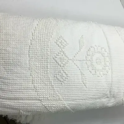 Twin-Size White Hobnail Fringed Bedspread