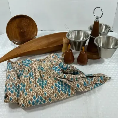 MCM Scandinavian Wood & Stainless Serving Collection