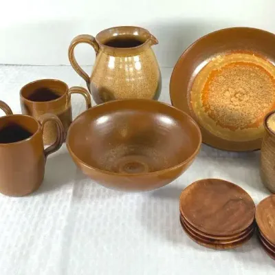 Earth-Toned Stoneware Serving & Tableware Collection