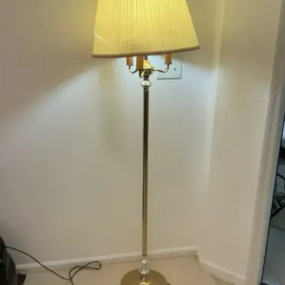 Traditional Brass Floor Lamp with Fabric Shade