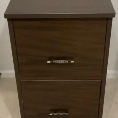 Two-Drawer Filing Cabinet Walnut Wood-Look Finish 
