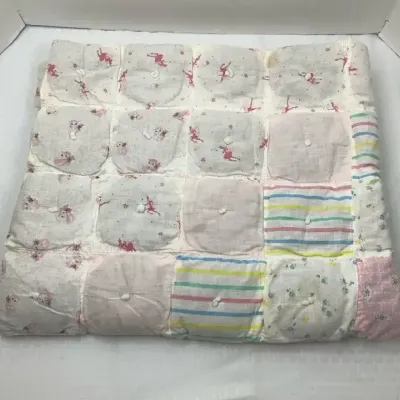Vintage Floral Baby Quilt, Flannel Blanket & Floral Pillowcases