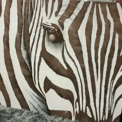 R. Atkins Oversized Z Gallerie Contemporary Zebra Canvas Wall Art  60” x 49”