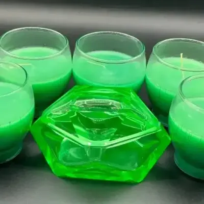 Green Glass Candle Collection