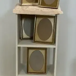 White Two-Shelf Table Stand with Frames