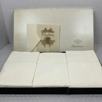 Vintage Fieldcrest Wedding Pillowcase Set in Original Box