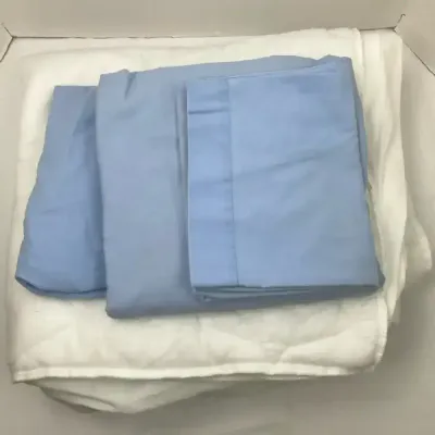 Twin Sheet Set & Mattress Pad in Soft Blue