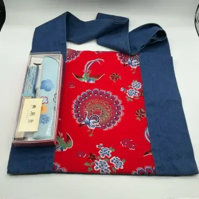 Vintage Japanese-Style Bag & Chopstick Set