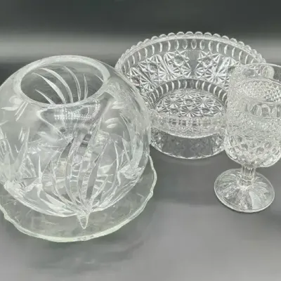 Classic Clear Cut-Glass Trio