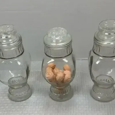 Vintage Glass Apothecary-Style Jars with Ribbed Lids