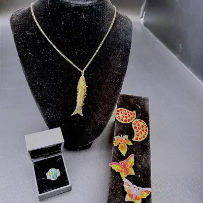Mixed Jewelry Lot Featuring Colorful Butterfly And Fall Leaf Brooches