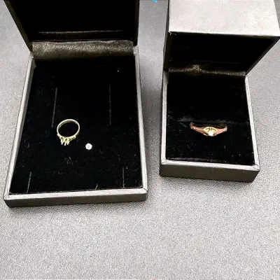 14k Gold Ring With Opalesque Stone And A 14k Gold Infant Ring