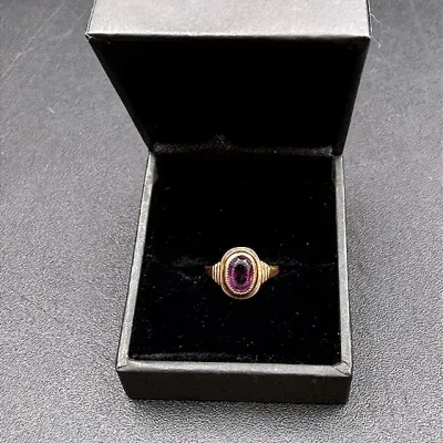Dainty 10k Gold And Purple Stone Ring