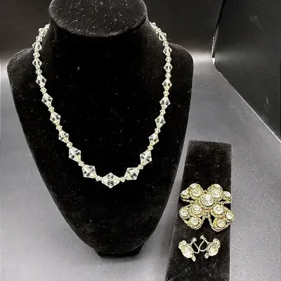 Sparkly Jewelry Featuring A Vintage Rhinestone Maltese Cross Brooch