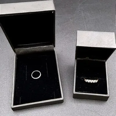 14k Gold Band With 5 Clear Stones & A 10k White Gold Infant Ring