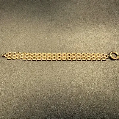 14K Italian Yellow Gold Panther Chain Bracelet
