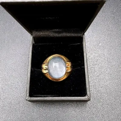 Men’s 10k Gold Ring With Domed Frosted Glass Stone