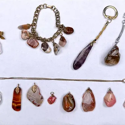 Assorted Polished Stone Pendants And 5 Assembled Polished Stone Jewelry Pieces