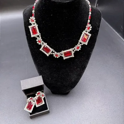 Hollywood Glam Faux Rubies And Rhinestones Set by Kramer Of New York
