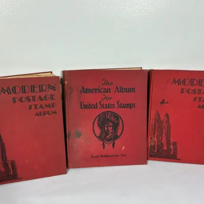 Vintage Scott’s and Modern Postage Stamp Albums with U.S. Stamps