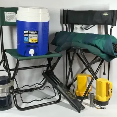 Camping Chairs, Igloo Water Cooler, Lantern & Outdoor Gear