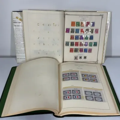 Vintage Scott’s Stamp Albums with U.S. Stamps & Philatelic Material