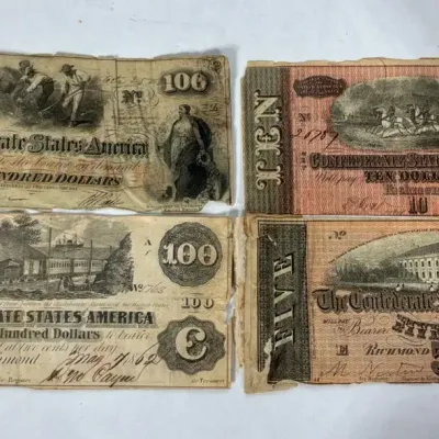 Confederate Paper Notes $5-$100 unverified
