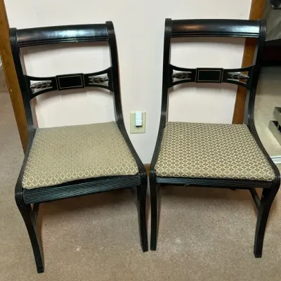 Pair of Black Decorative Upholstered Side Chairs