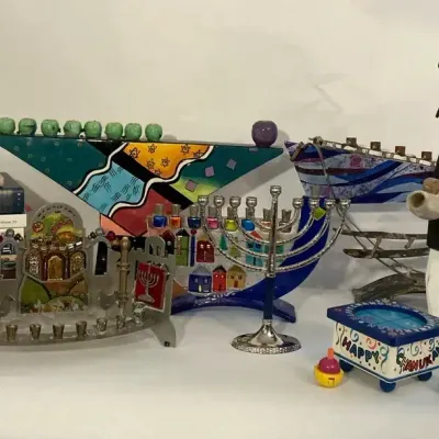 Judaica & Hanukkah Décor with Menorahs, Books & Figurines