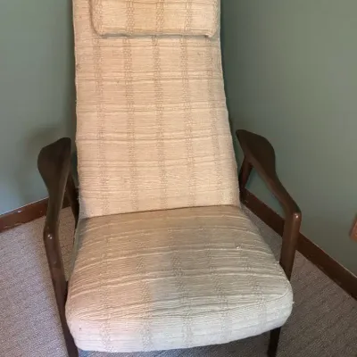 MCM Lounging Chair With Dark Wood Finish 