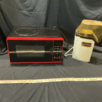 Microwave and Vintage Popcorn Machine 