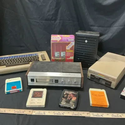 Vintage Electronics & Audio Collection Lot - Commodore 64/1541, 8-Track Tapes, Vintage Radio & Audio