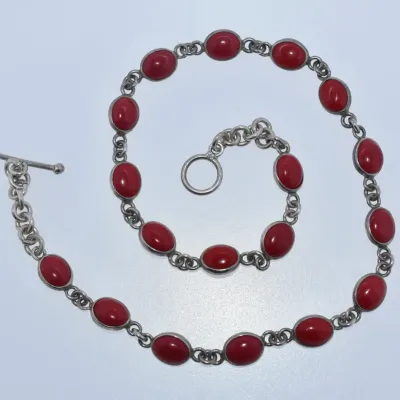 Red Enamel Sterling Silver Necklace