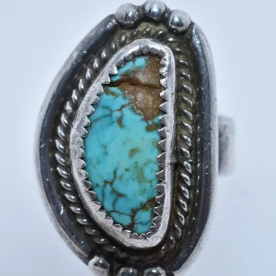 Turquoise Sterling Silver Ornate Ring
