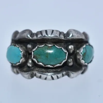 Turquoise Sterling Silver Tri Ring