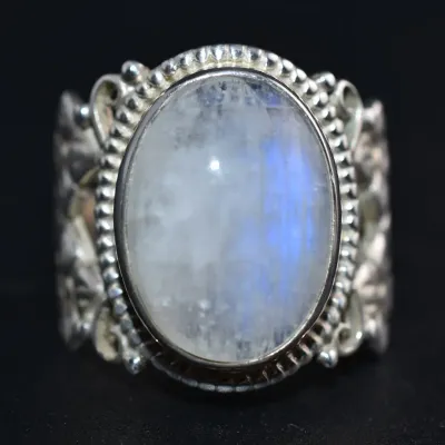 Moonstone Sterling Silver Ornate Ring