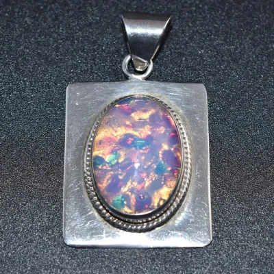 Mosaic Opal Doublet Sterling Silver Pendant