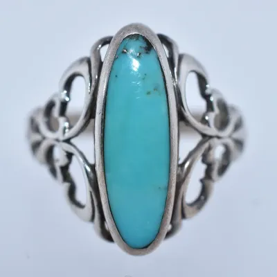Turquoise Sterling Silver Ornate Ring