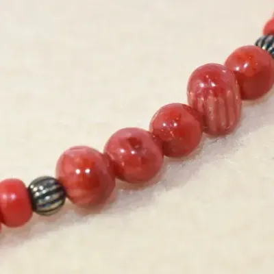 Coral Sterling Silver Beaded Necklace
