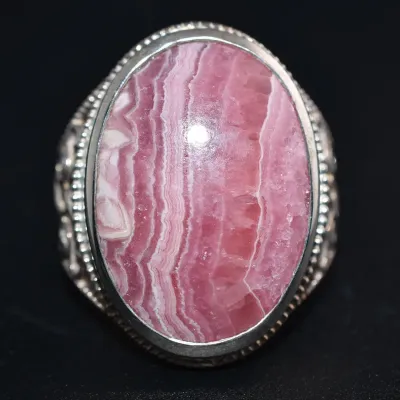 Rhodochrosite Sterling Silver Statement Ring