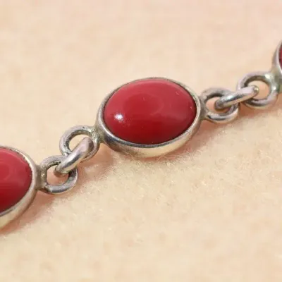 Red Enamel Sterling Silver Tennis Bracelet
