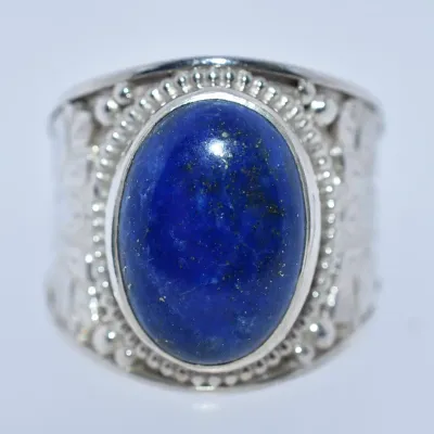 Lapis Lazuli Sterling Silver Ornate Ring