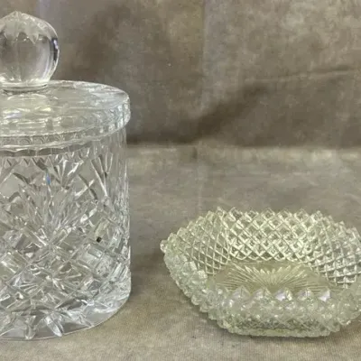 Crystal Candy Jar & Handled Dish 