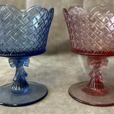 Pair of Fenton Colored Glass Compotes