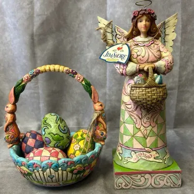 Jim Shore Easter Basket & Easter Angel Figure 