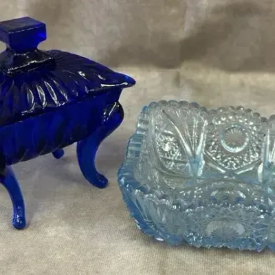 Glass Lidded Trinket Dish & Bowl 
