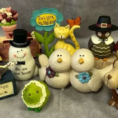 Blossom Bucket Handcrafted Wooden Figurines 
